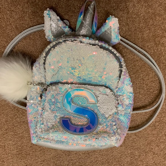 Justice Mini Backpack Unicorn Initial S